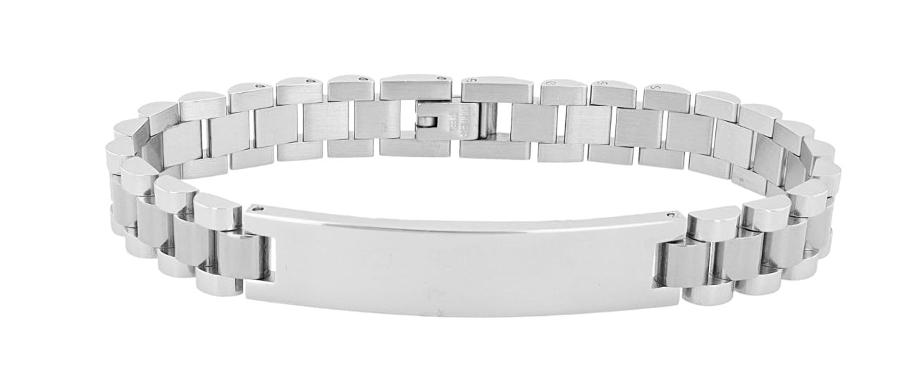 Stainless steel bracelet with ID plate