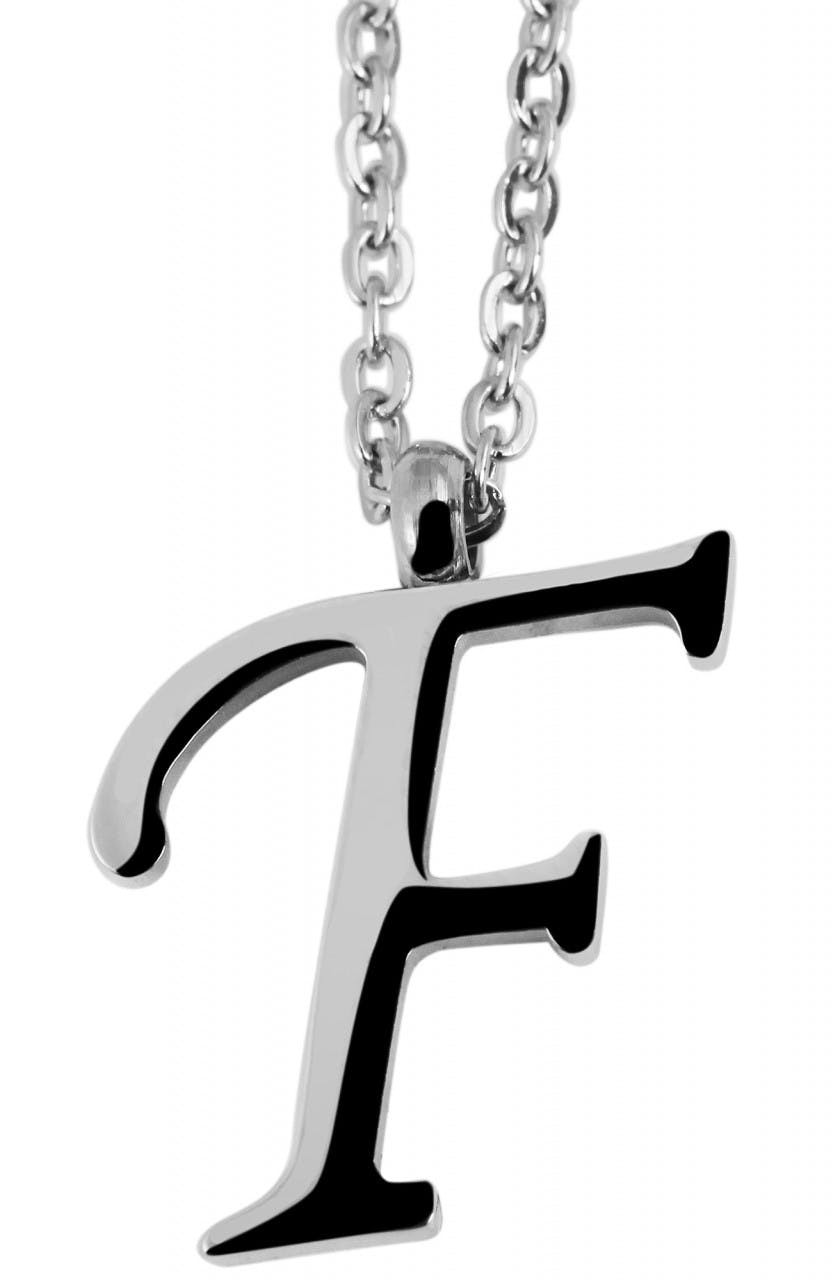 Stainless steel anchor chain necklace with letter pendant