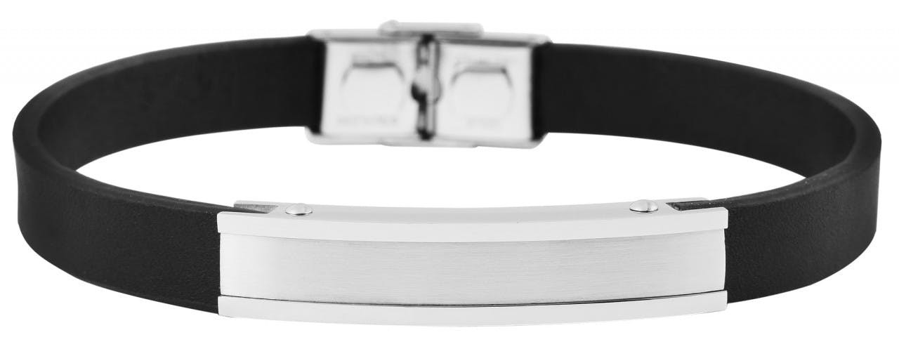 Pulsera de cuero genuino con elemento de acero inoxidable