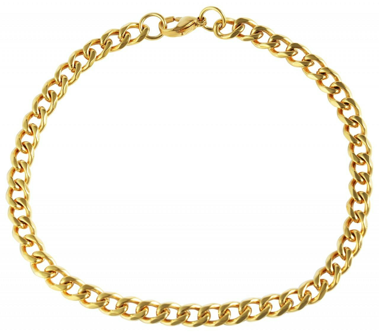 Stainless steel anklet with curb pattern and lobster clasp