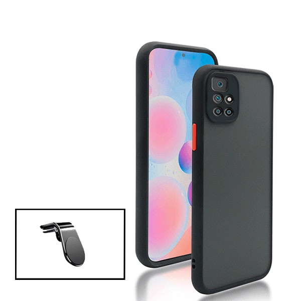 Funda anticaídas con protección de cámara y soporte magnético para coche para Xiaomi Redmi Note 11 4G - Negro