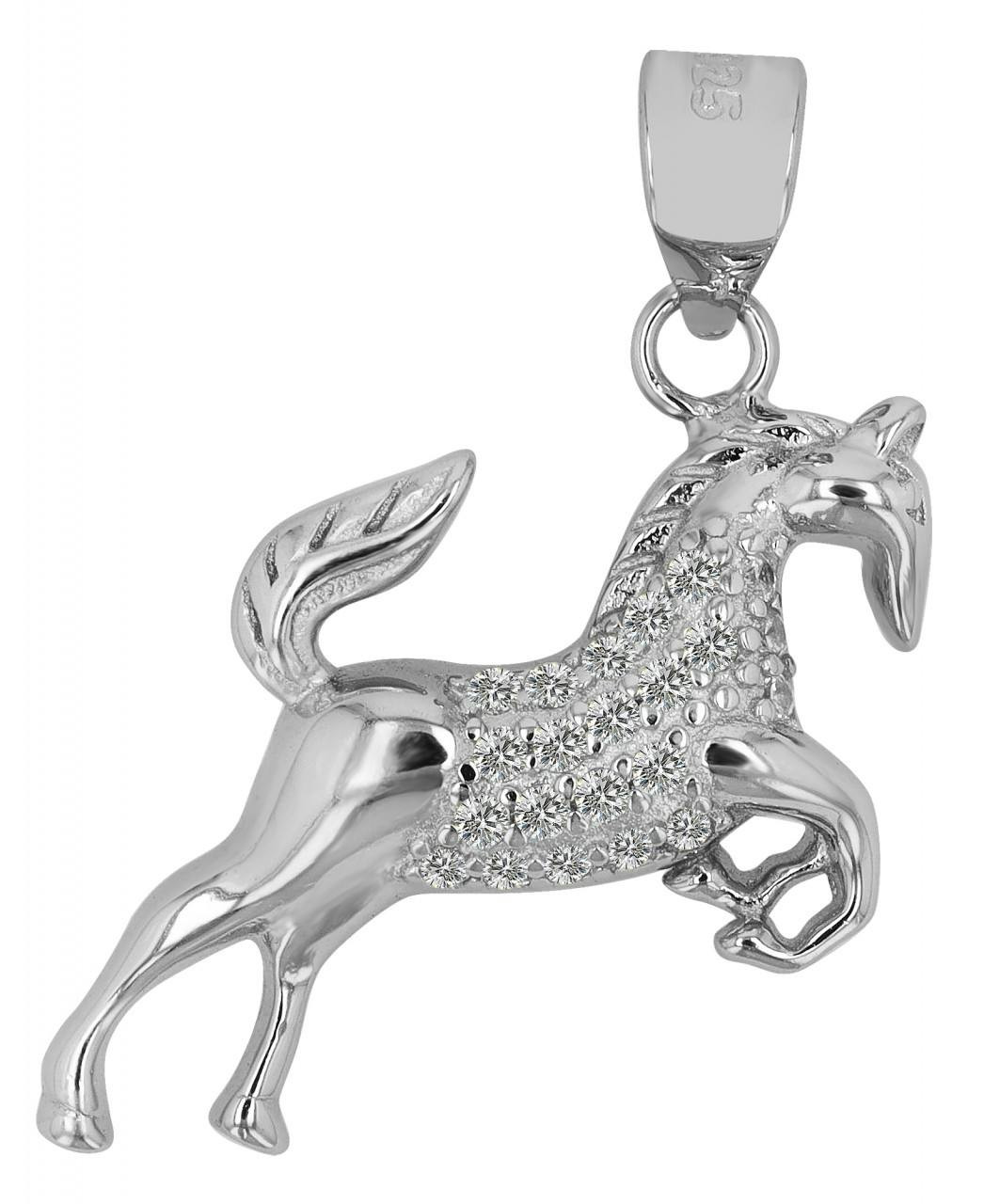 Colgante Caballo en Plata de Ley 925 Bañado en Rodio