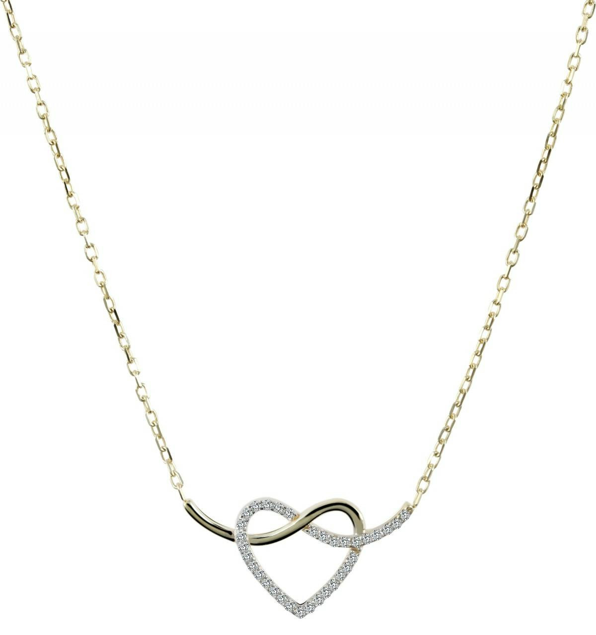 Collar con colgante de corazón en oro 8k con circonitas