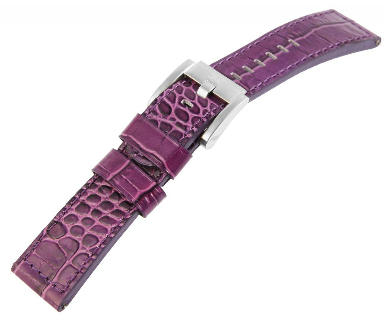 Correa de reloj morada de cuero genuino 22 mm