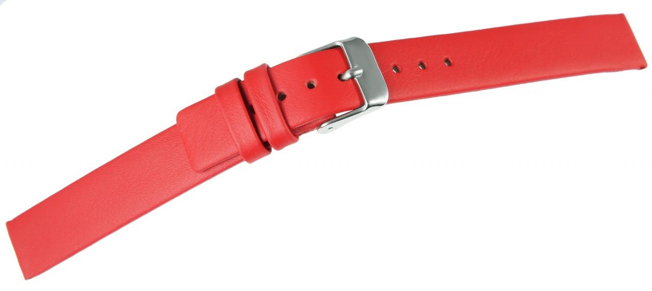 Red genuine leather watch strap 14mm