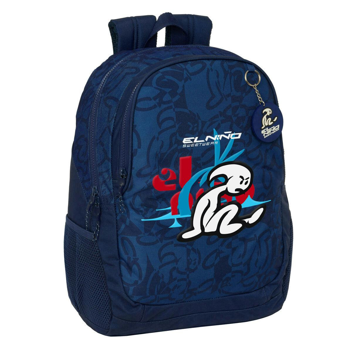 Paradise school backpack in polyester navy blue
