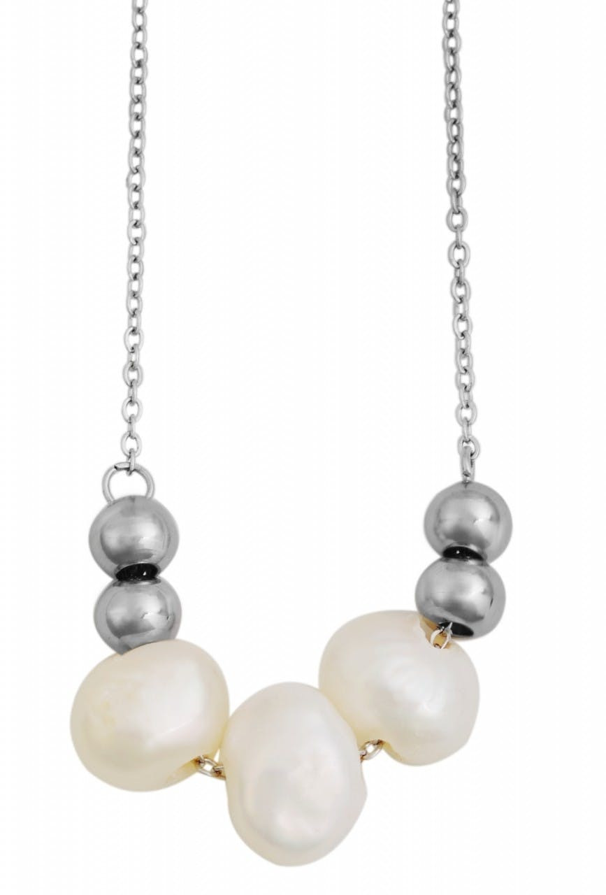 Collar Solea en acero inoxidable con perlas