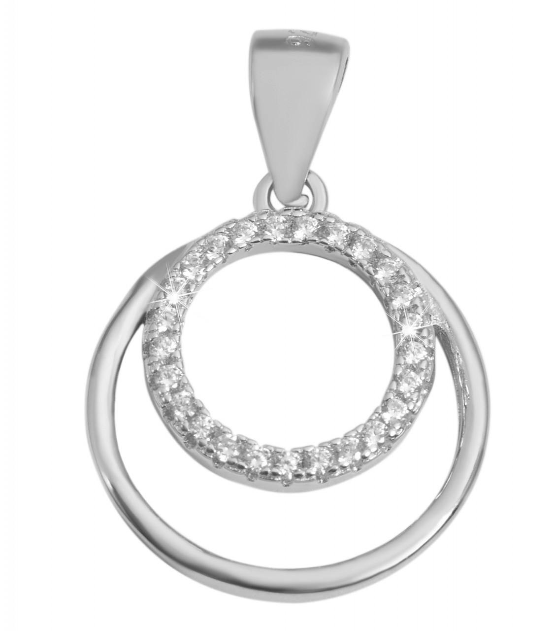 Double sterling silver pendant with zirconia and rhodium plating