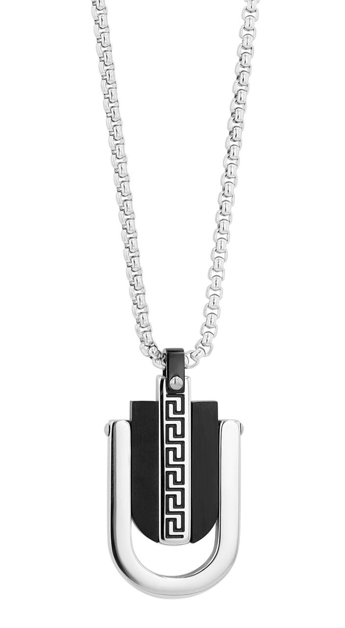 Stainless steel necklace with bicolor pendant