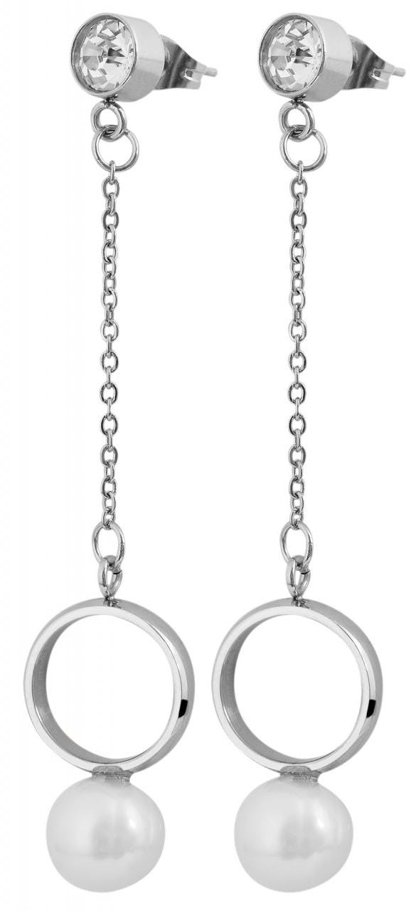 Pendientes de acero inoxidable con perla