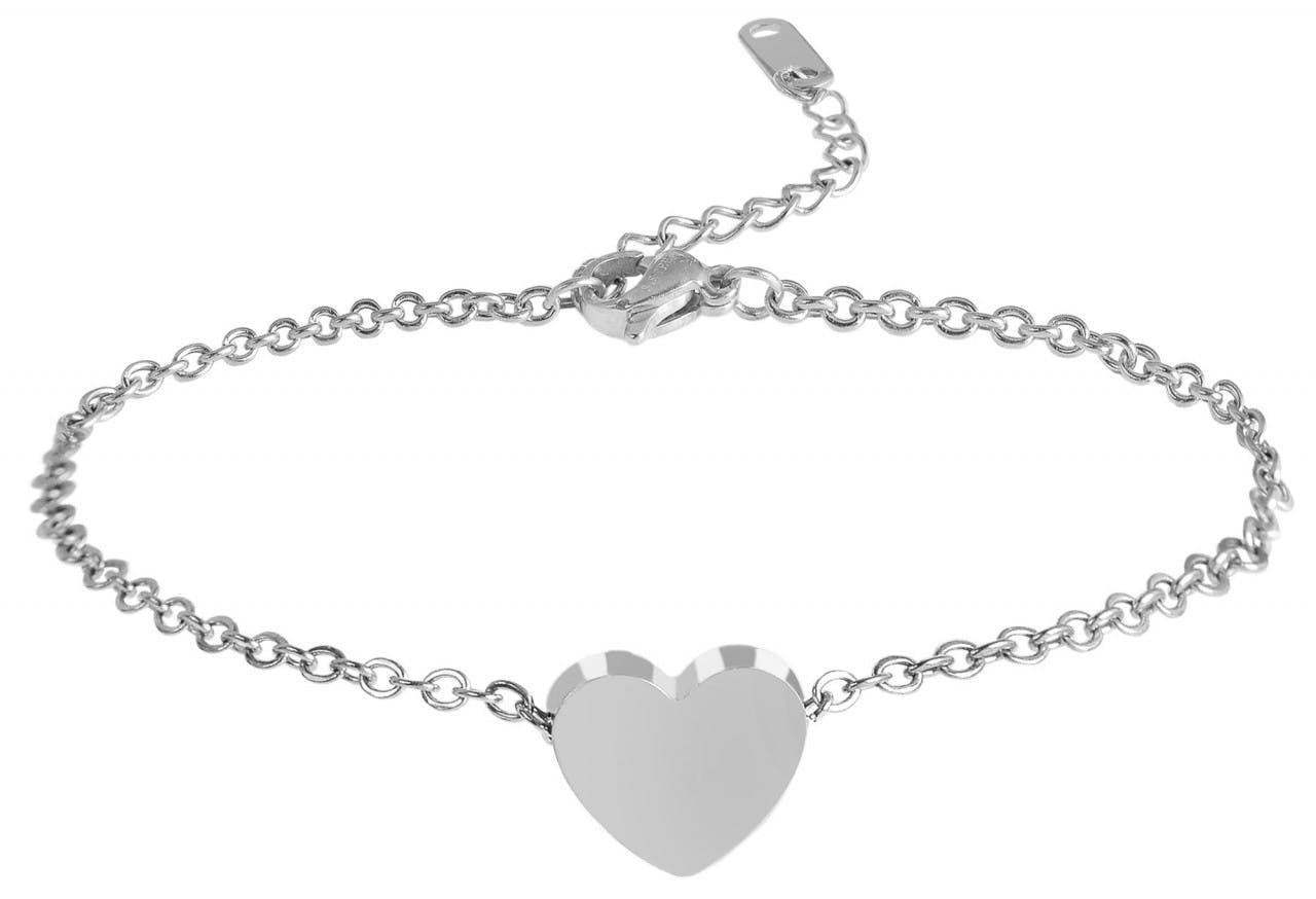 Heart pendant stainless steel bracelet