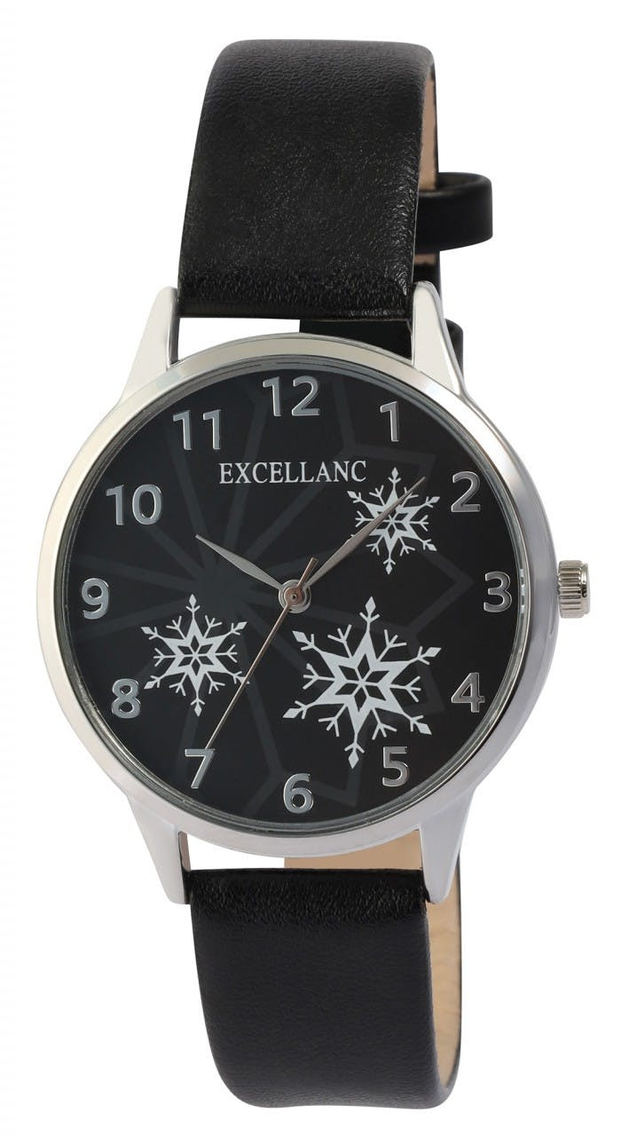 Women's watch with synthetic leather strap and metal case