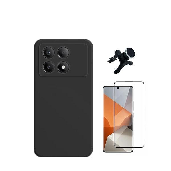 Kit: Protector de Cristal Full Cover 5D y Funda de Silicona Líquida con Soporte Magnético