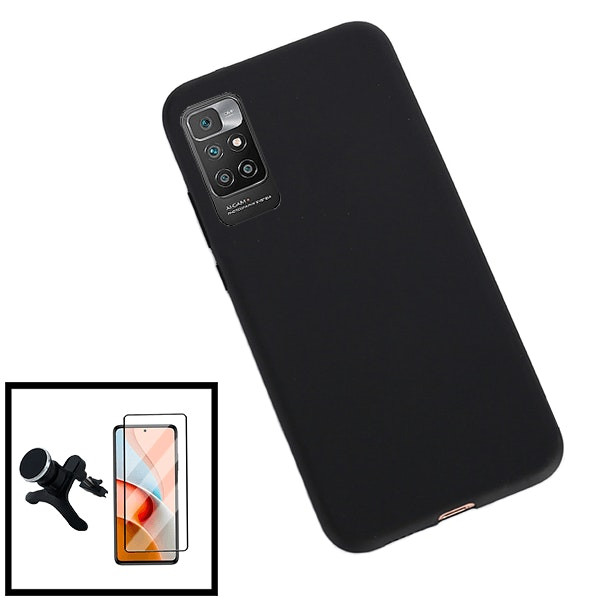 Protector de Vidrio, Funda de Silicona y Soporte Magnético para Xiaomi Redmi 10