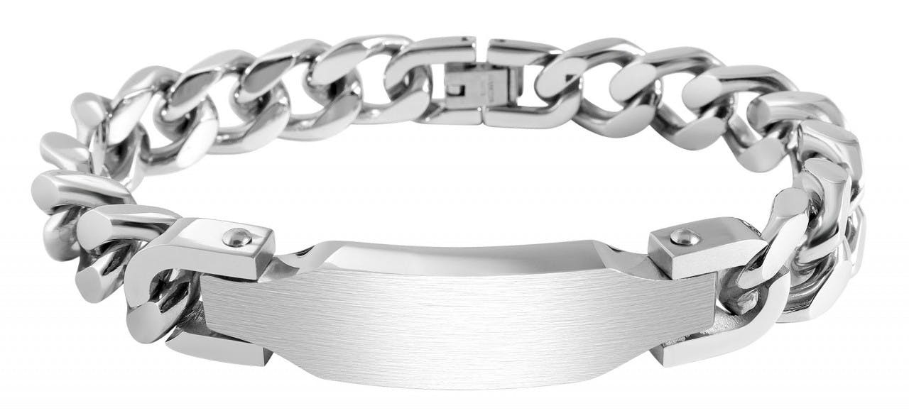 Stainless steel bracelet with engraving plate