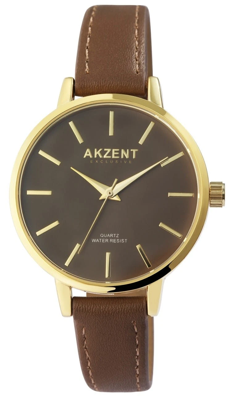 Analog 3-hand watch with synthetic leather strap 38 mm case