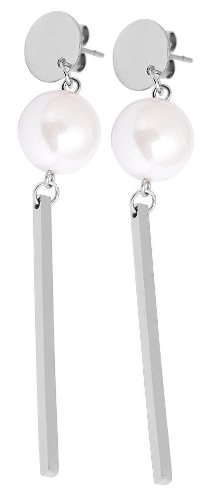Stainless steel silver-tone earrings with push-back closure