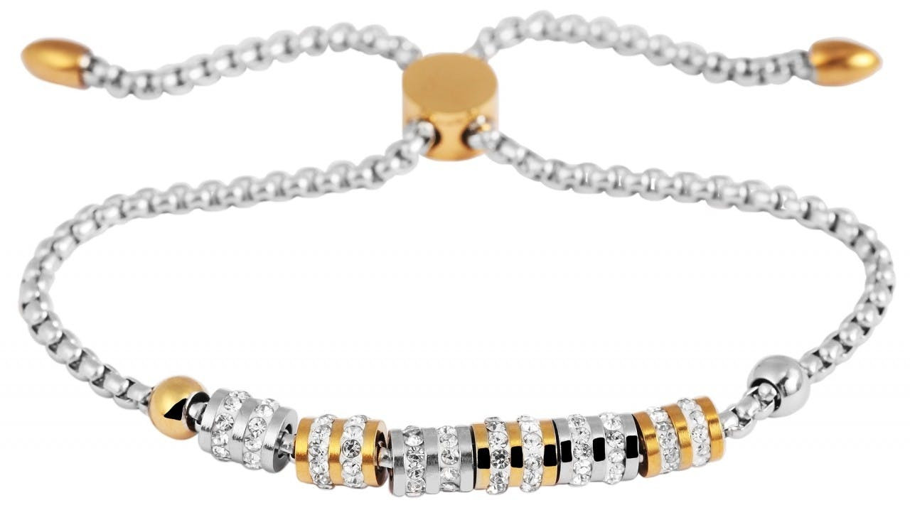 Pulsera de acero inoxidable patrón Venezia con piedras simuladas