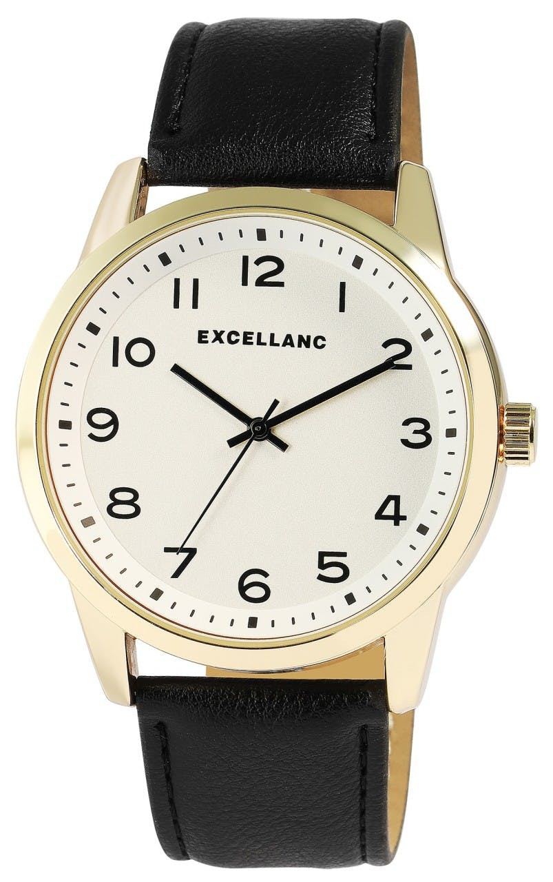 Reloj masculino con correa de piel sintética y caja metálica