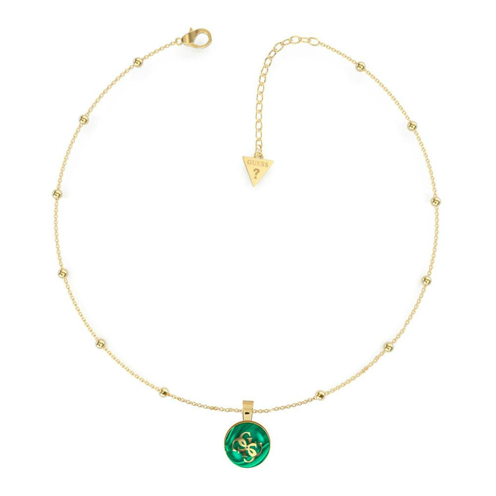 Collar GUESS JUBN01389 acero inoxidable dorado con detalles verdes