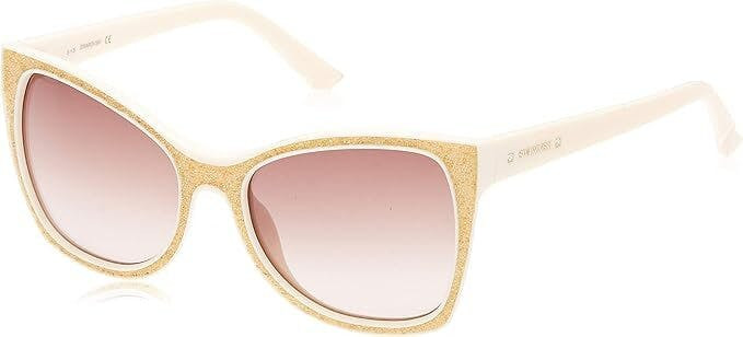 Gafas de sol cat-eye crema con lentes marrón degradado