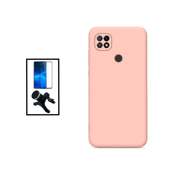 Tempered glass protector + liquid silicone case + magnetic car mount for Redmi 10 Power