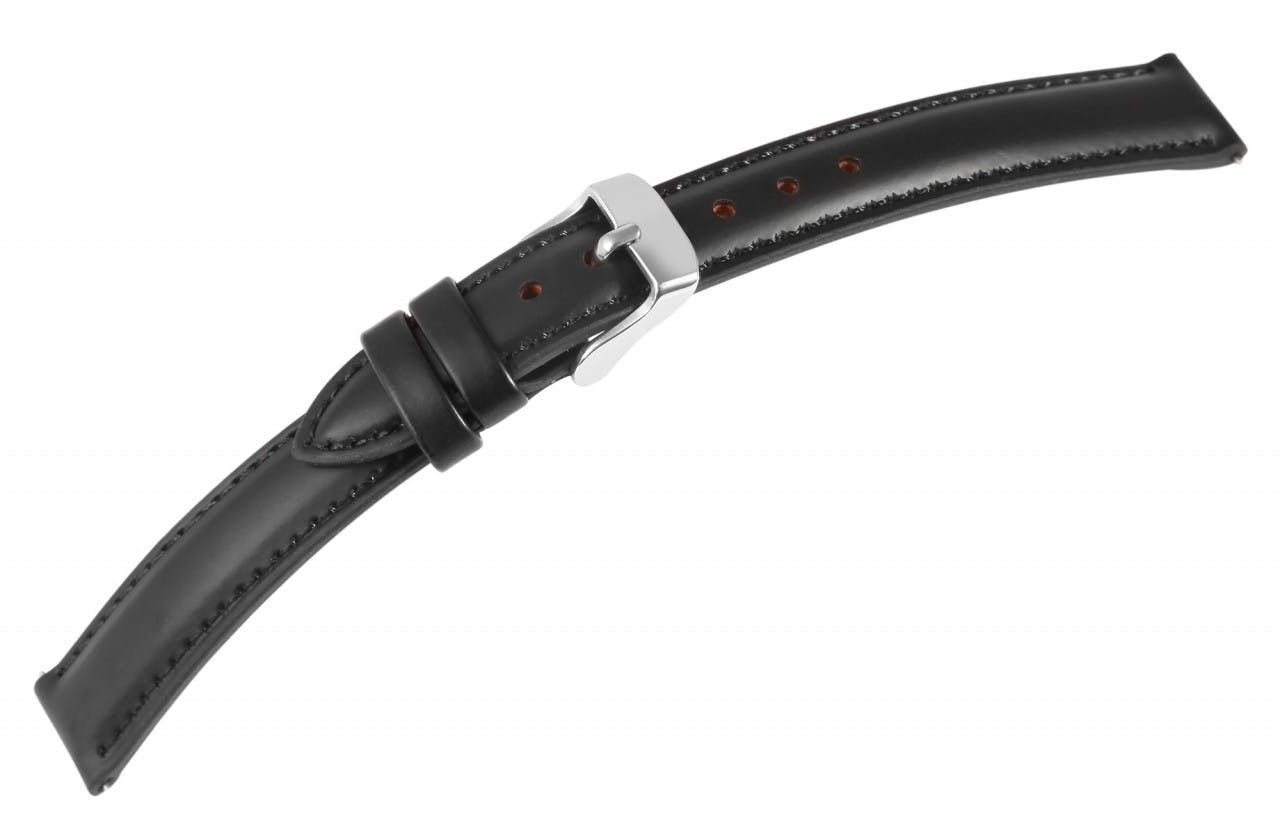 Correa de reloj de piel genuina negra 16 mm