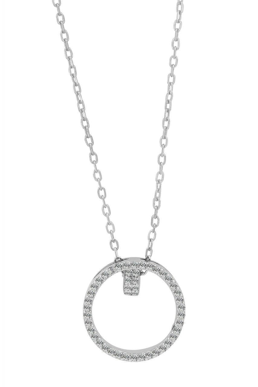 925 sterling silver round pendant necklace with rhodium plating