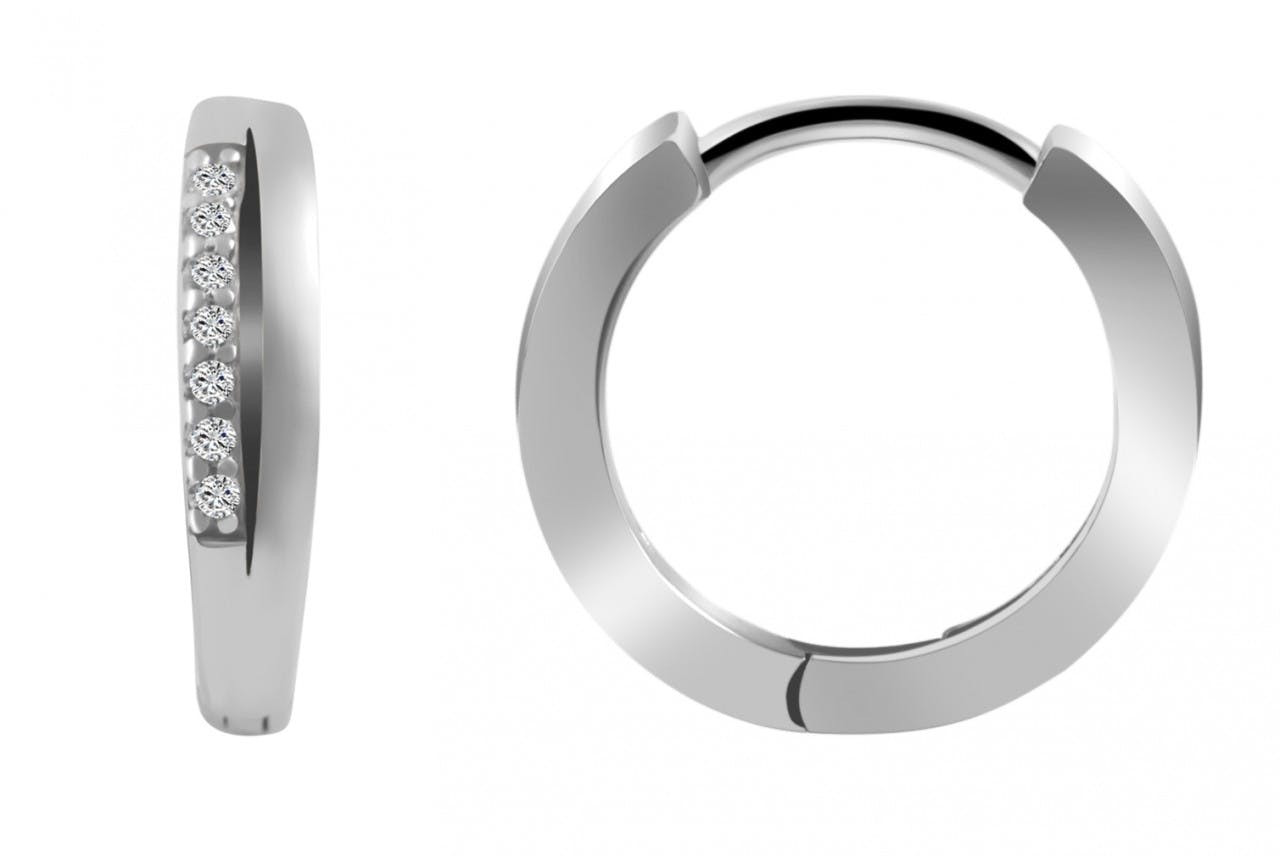 Hoop earrings with cubic zirconia rhodium plated