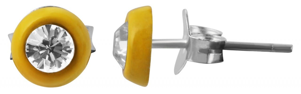 Pendientes redondos en plata 925 con piedra similite