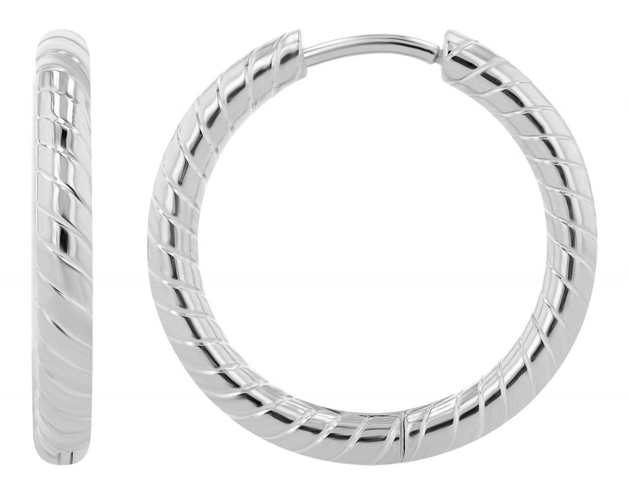 Mira Stainless Steel Silver Hoop Earrings 14mm