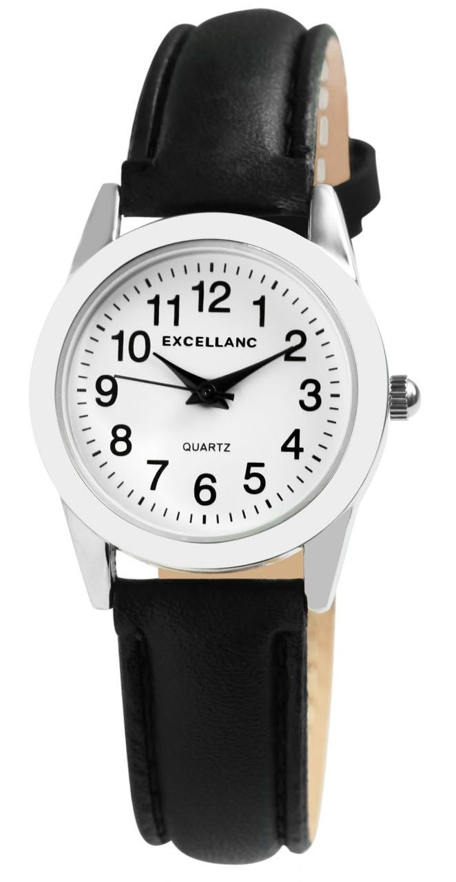 Women's watch with faux leather strap