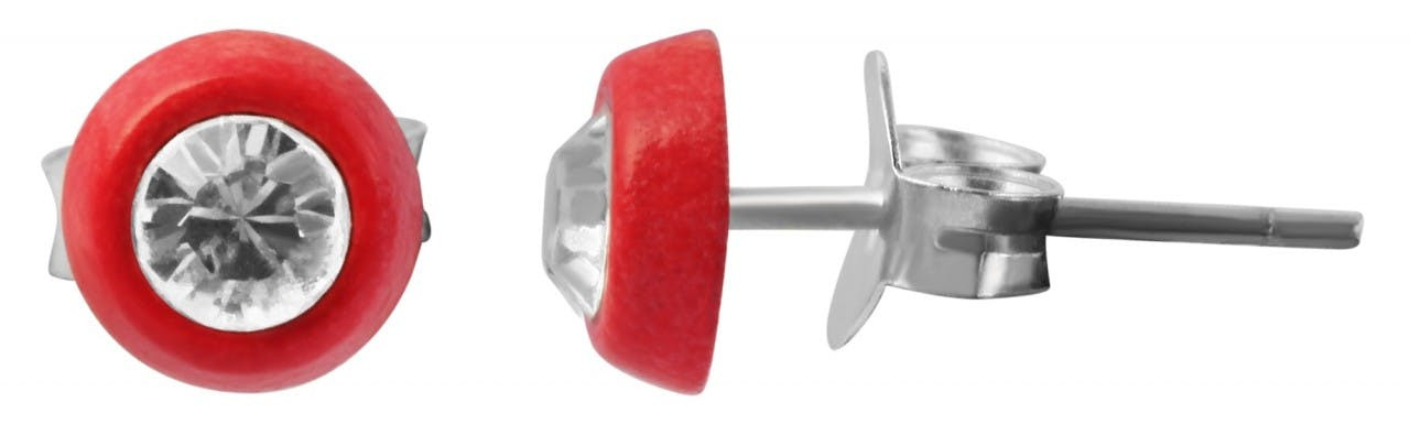 Pendientes infantiles redondos en plata 925 con piedra similite