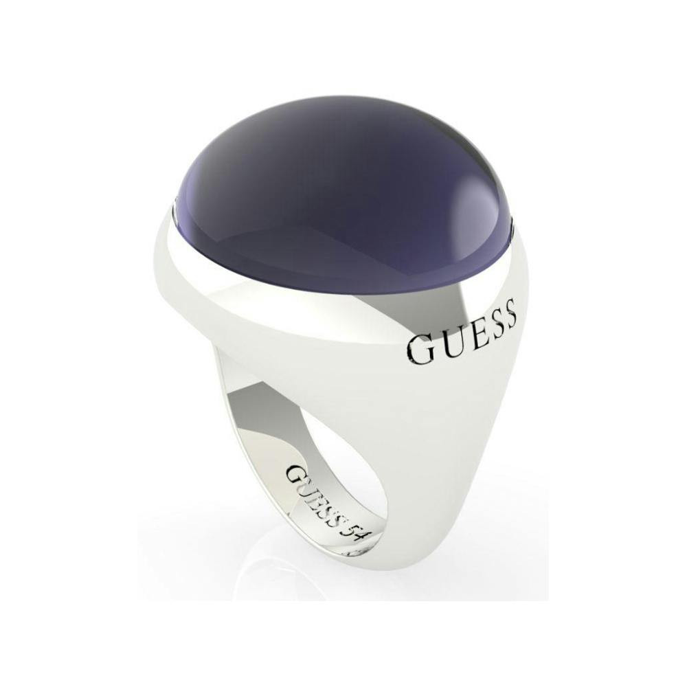 Stainless steel ring with stone, silver colour