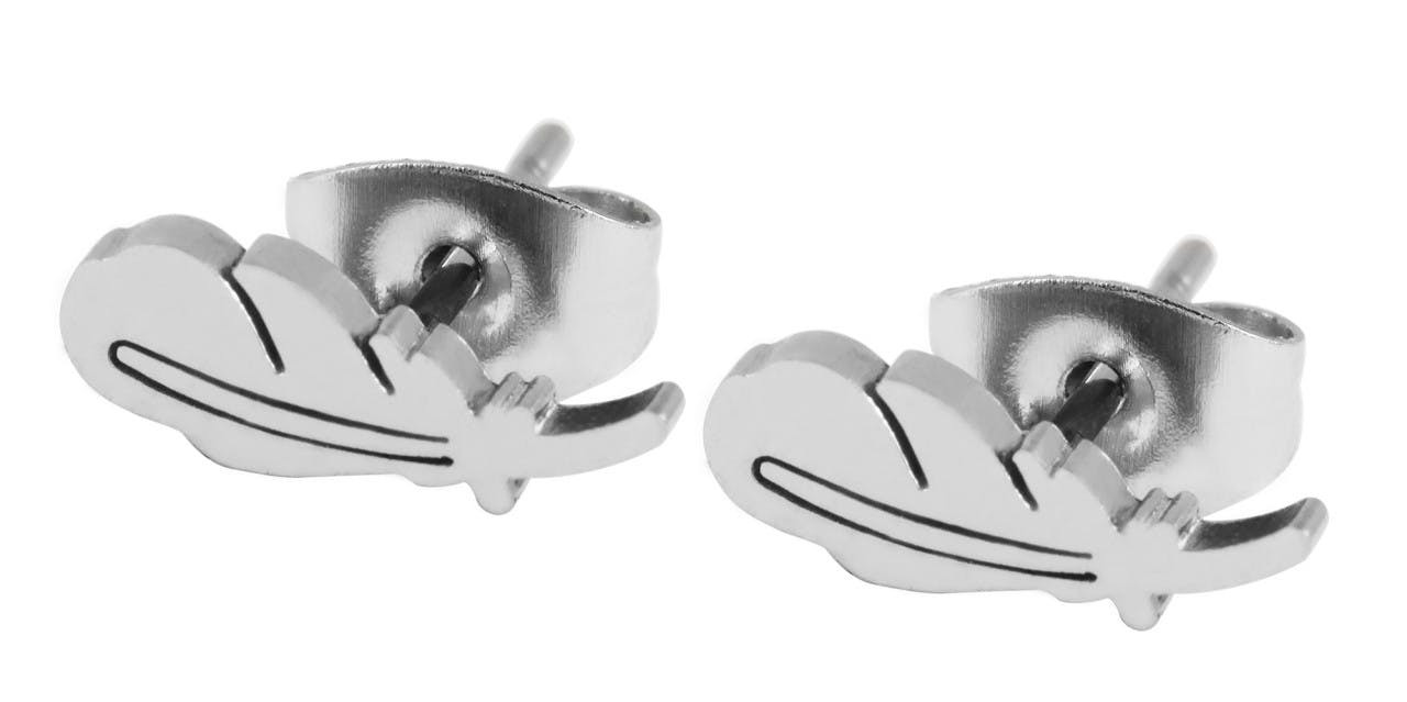 Pendientes Pluma en Acero Inoxidable