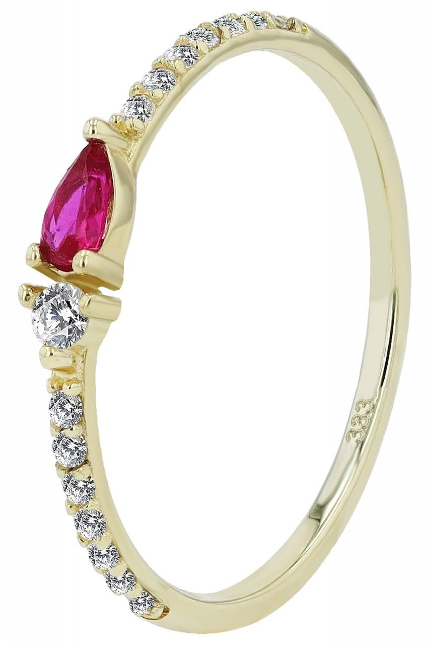 Anillo de mujer en oro 8k con circonitas rosa y blancas