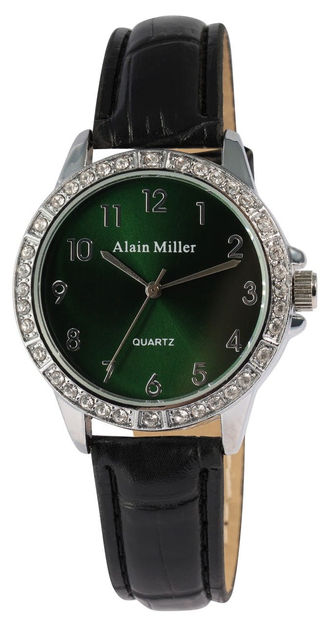 Reloj de mujer con caja de acero inoxidable y correa de piel sintética