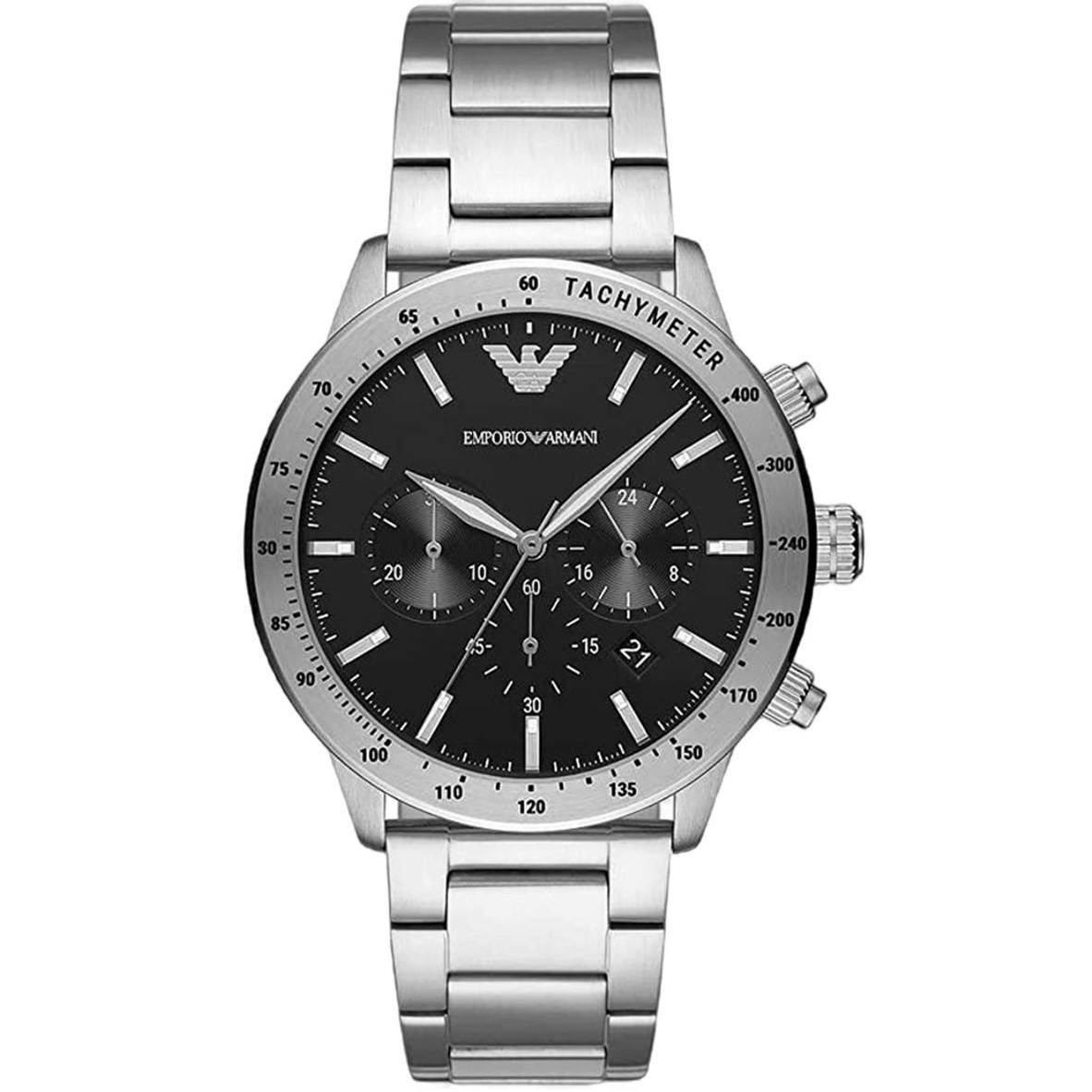 AR11241 analogue steel watch with black dial