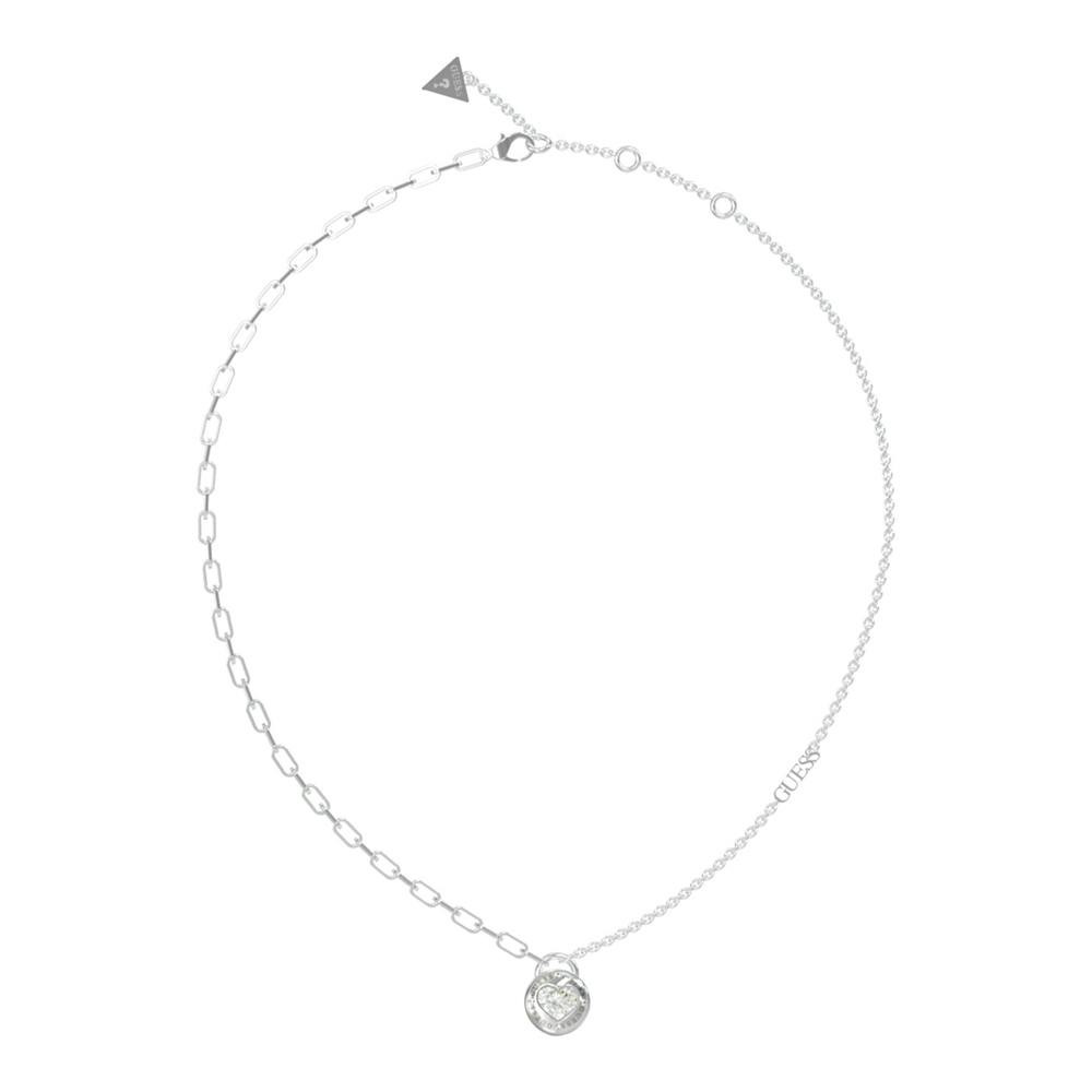 Stainless steel necklace with stone-set pendant