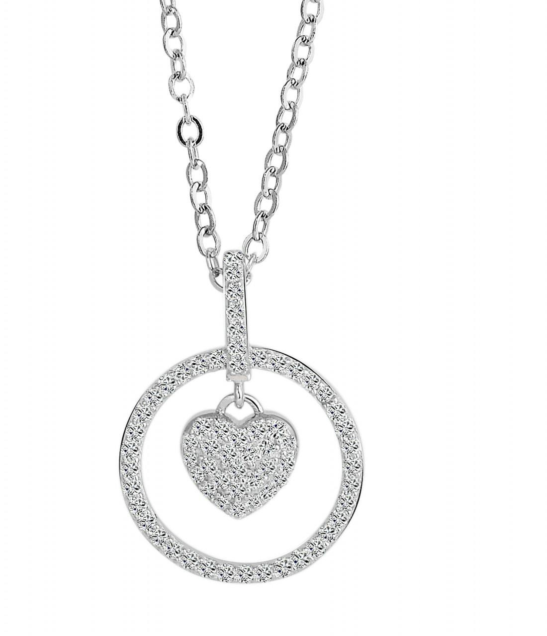Collar corazón en plata de ley 925 con circonitas y baño de rodio