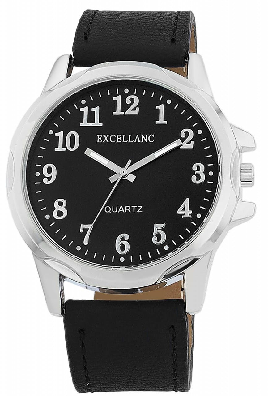 Reloj de hombre con correa de cuero sintético y cristal mineral