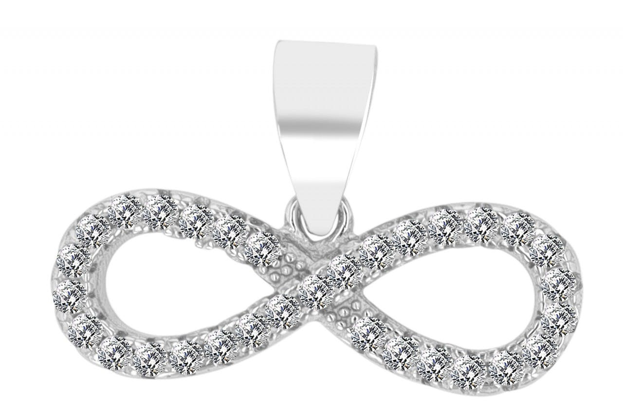 Infinity pendant sterling silver 925 with cubic zirconia and rhodium plating
