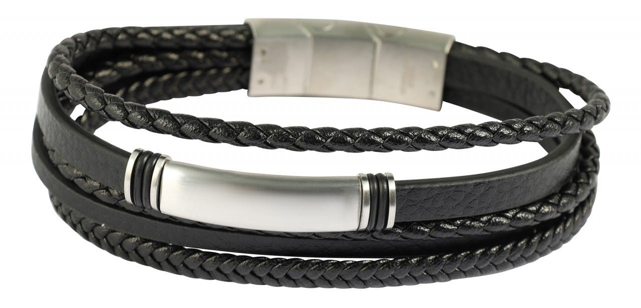 Pulsera Fausto en piel sintética y acero inoxidable