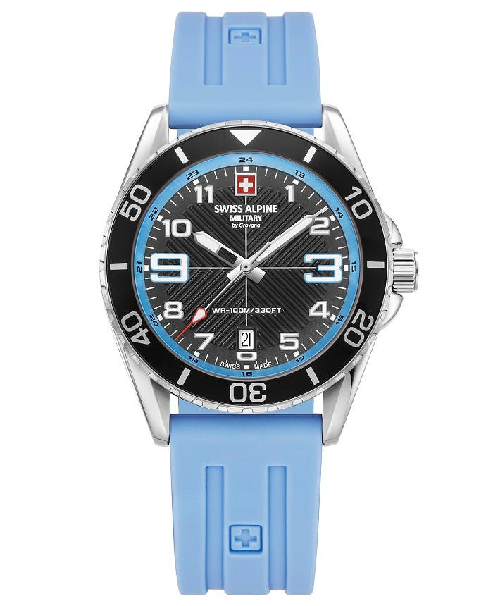 Raptor quartz watch stainless steel case silicone strap