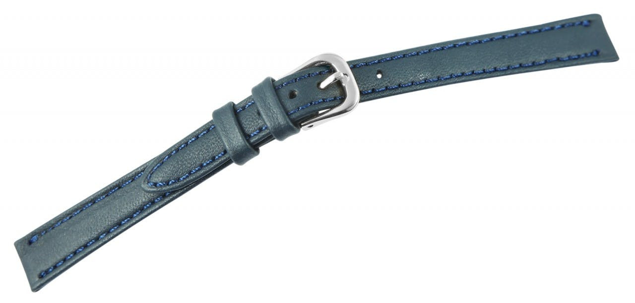 Genuine leather watch strap 8 mm blue