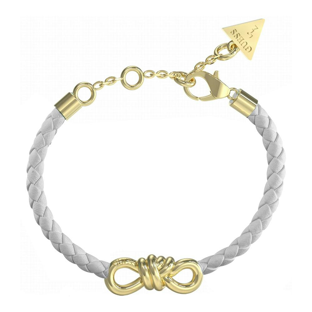 Bracelet in stainless steel and leather, gold and white