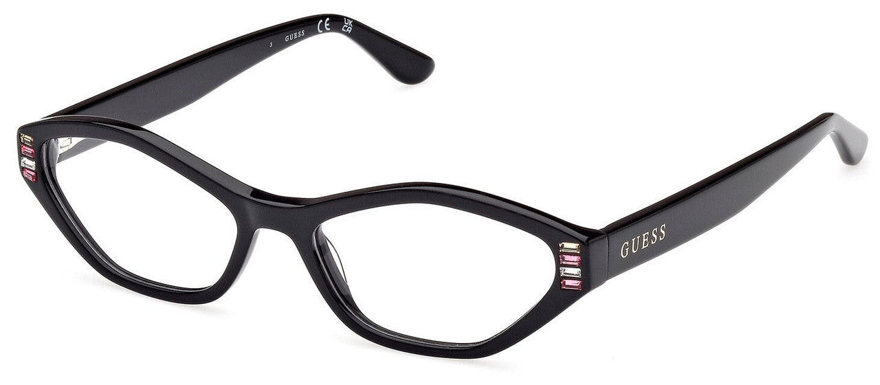 Montura óptica rectangular GUESS acetato negro con funda