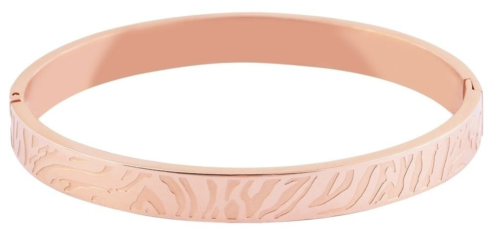Pulsera Leja de acero inoxidable con baño IP oro rosa