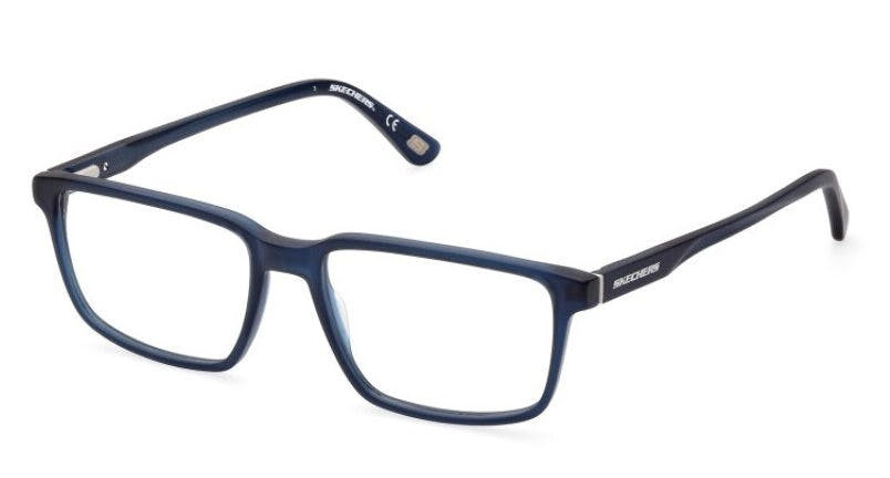 Montura óptica rectangular en acetato azul