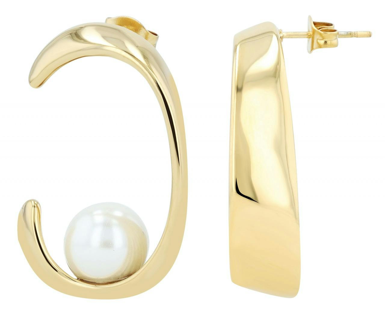 Aros Valerie Dorados en Acero Inoxidable con Perla